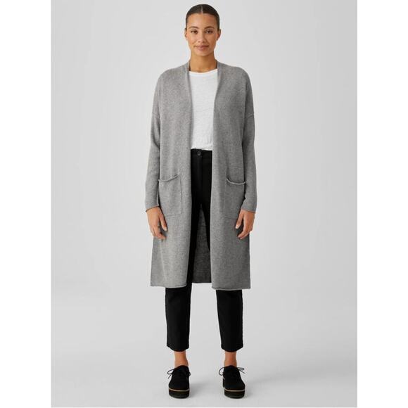 Eileen Fisher Sweaters - Eileen fisher Peruvian Organic Cotton Gray Long Cardigan L Layering Minimalist